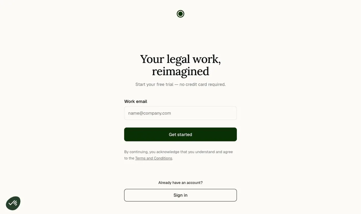 Oro's registration page, asking only for a work email and stating "Start your free trial, no credit card required"