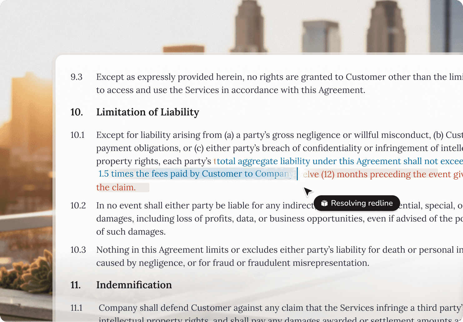 Screenshot of Bind handling a contract negotiation